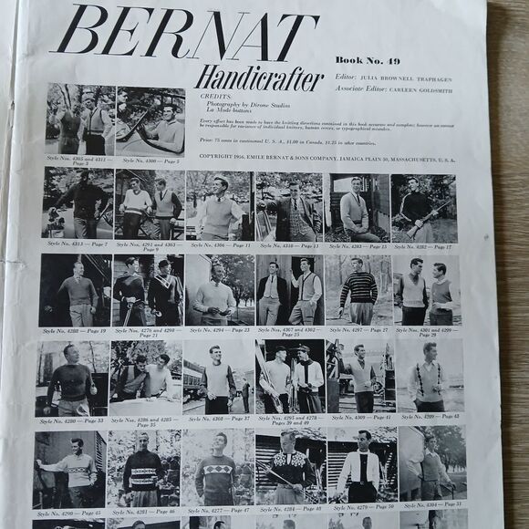 Bernat 0049 GREAT BIG BOOK SWEATERS 1956 Handicraft Men's Black & White Photos - Picture 8 of 11